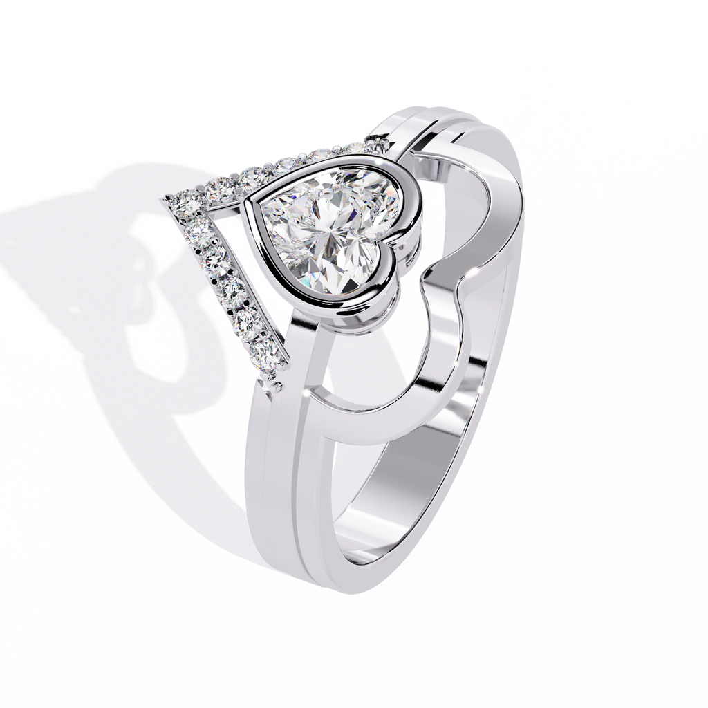 0.44+0.07 Ct Heart Radiant and round lab-grown diamond ring for women

