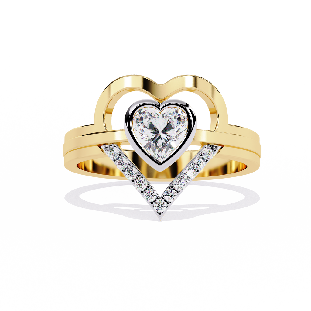 0.44+0.07 Ct Heart Radiant and round lab-grown diamond ring for women

