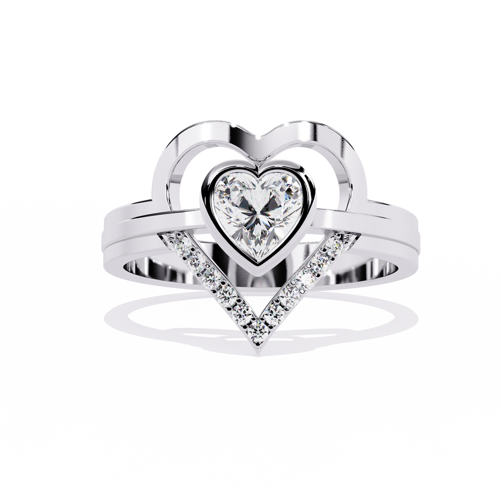 0.44+0.07 Ct Heart Radiant and round lab-grown diamond ring for women

