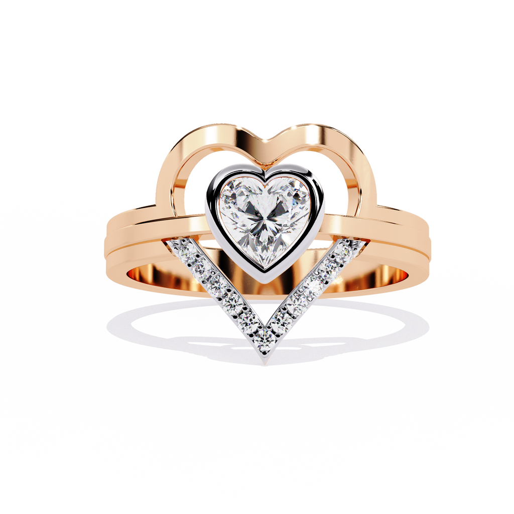 0.44+0.07 Ct Heart Radiant and round lab-grown diamond ring for women

