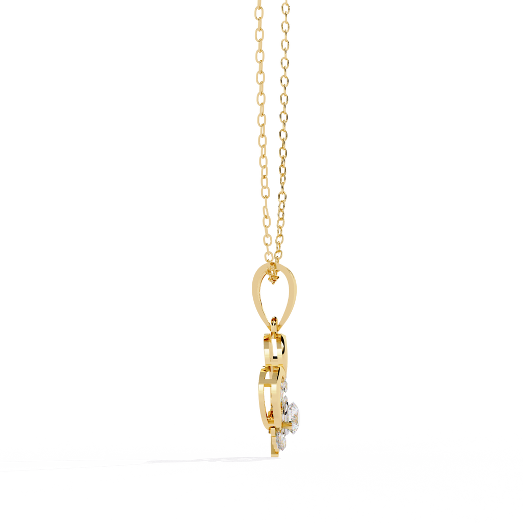 Solitaire Lab Grown Diamonds Heart Swirl Pendant in 14K Gold – Main + Round Diamonds