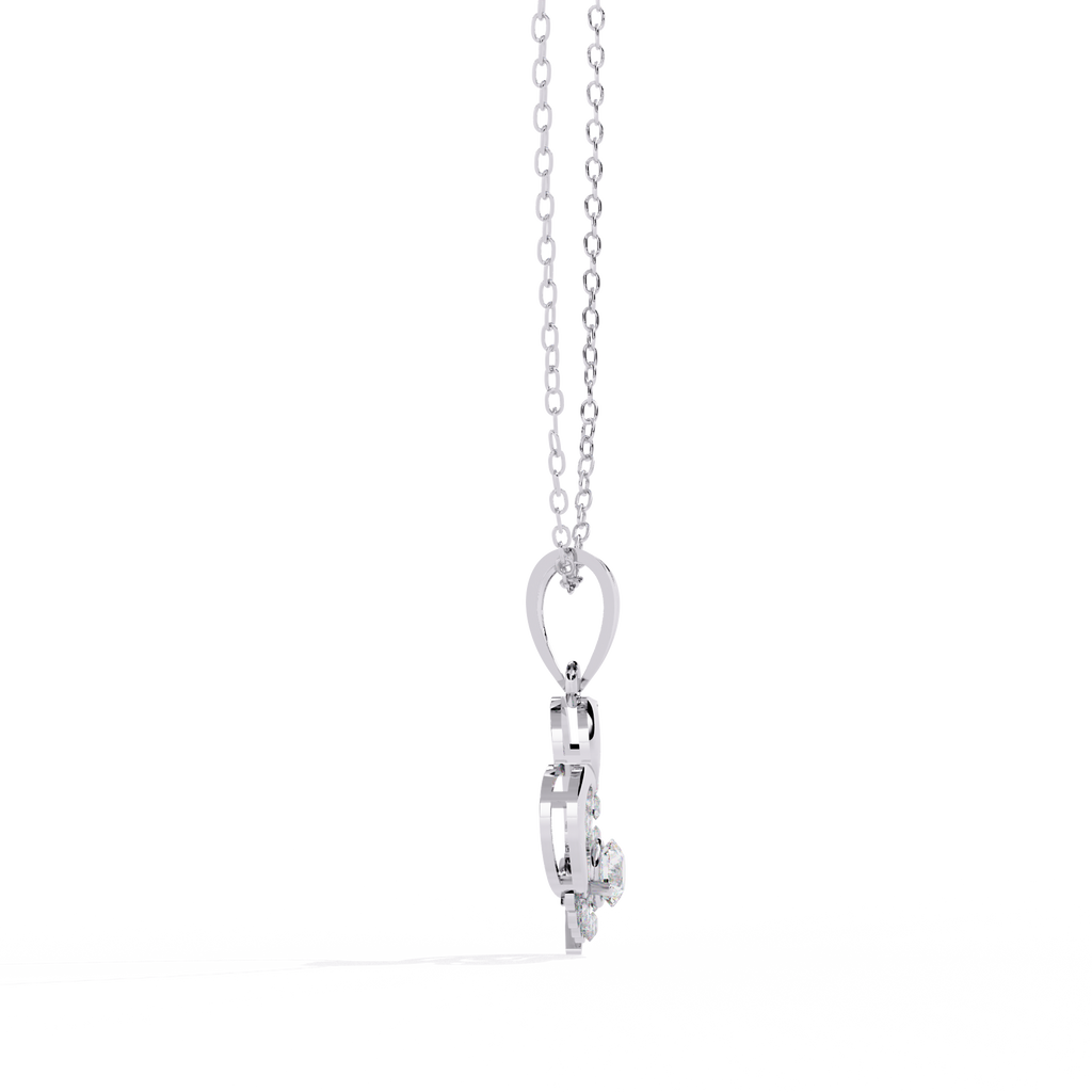 Solitaire Lab Grown Diamonds Heart Swirl Pendant in 14K Gold – Main + Round Diamonds