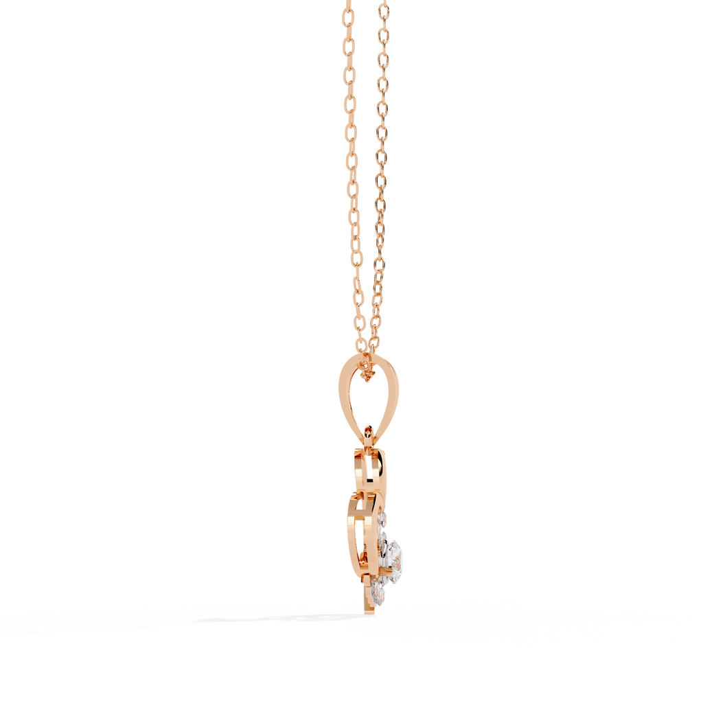 Solitaire Lab Grown Diamonds Heart Swirl Pendant in 14K Gold – Main + Round Diamonds