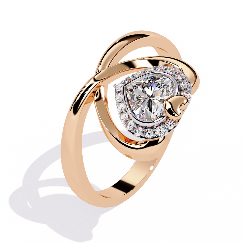0.50+0.06 Ct HR and round cut lab-grown diamond ring in gold setting

