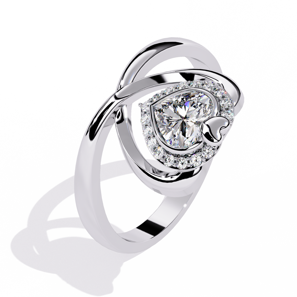 0.50+0.06 Ct HR and round cut lab-grown diamond ring in gold setting

