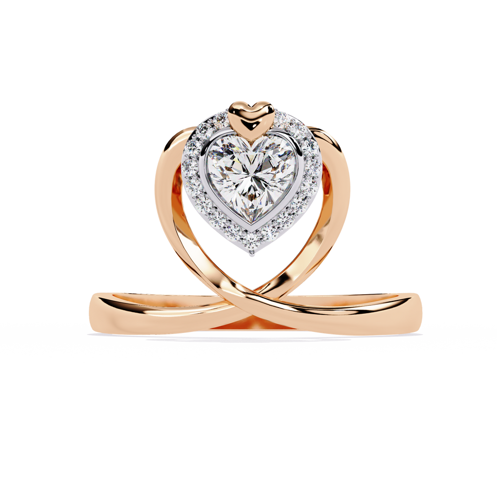 0.50+0.06 Ct HR and round cut lab-grown diamond ring in gold setting


