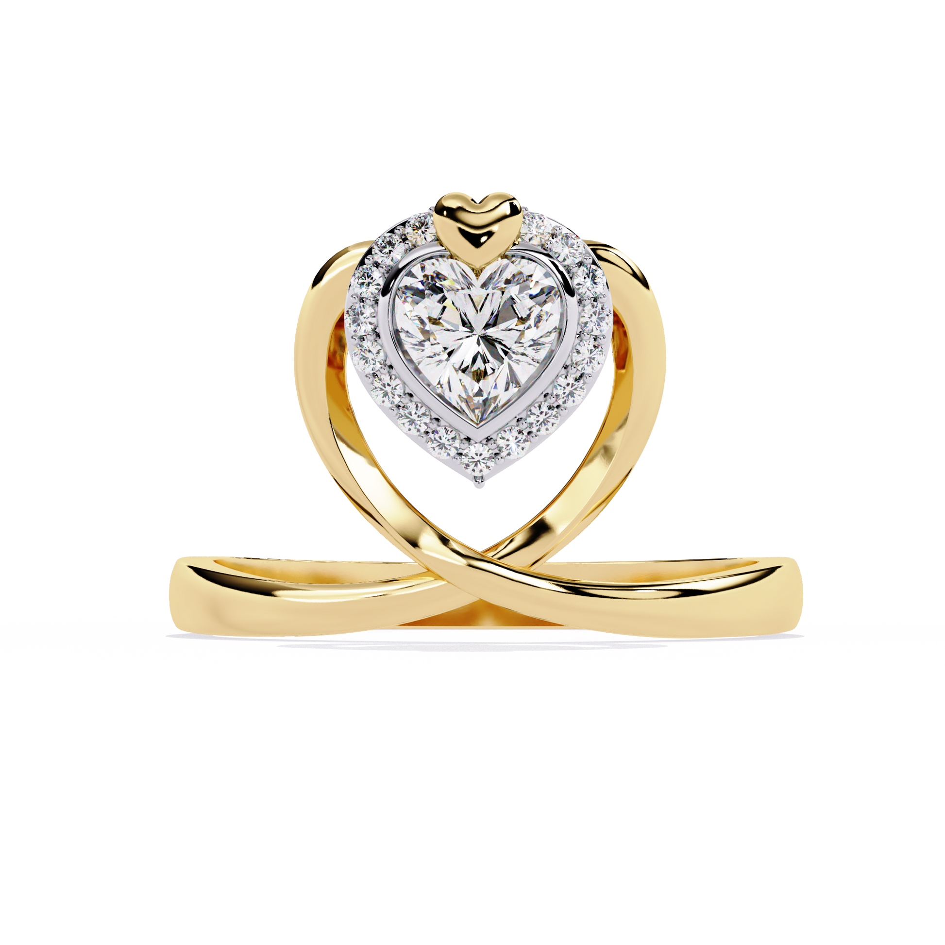 0.50+0.06 Ct HR and round cut lab-grown diamond ring in gold setting