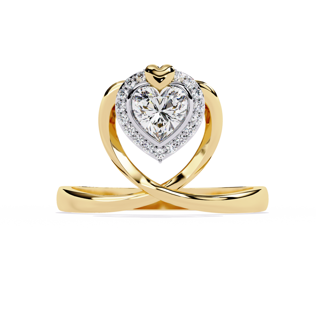 0.50+0.06 Ct HR and round cut lab-grown diamond ring in gold setting

