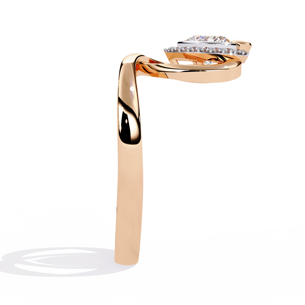 0.50+0.06 Ct HR and round cut lab-grown diamond ring in gold setting

