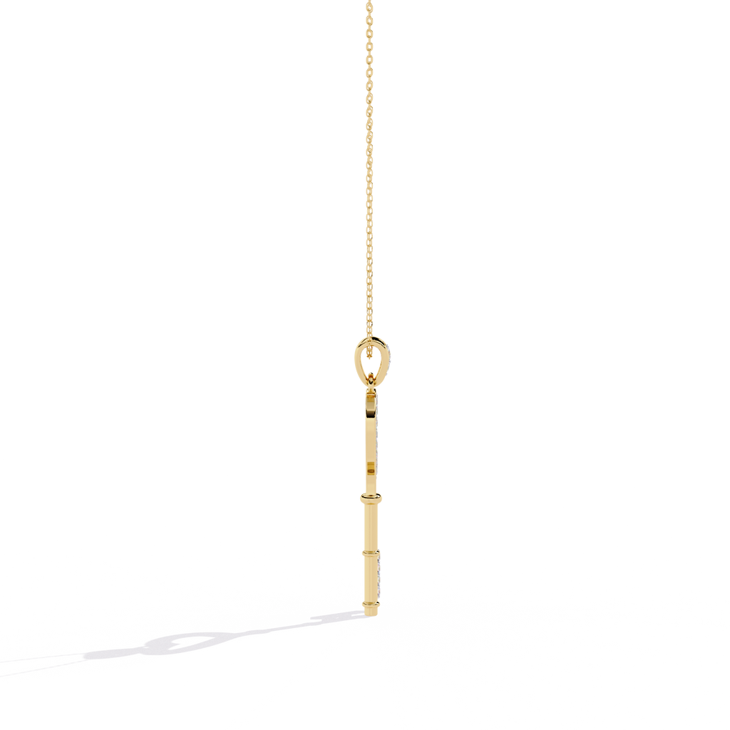 Lab Grown Diamonds Heart Key Pendant in Gold – Round Cut Diamonds