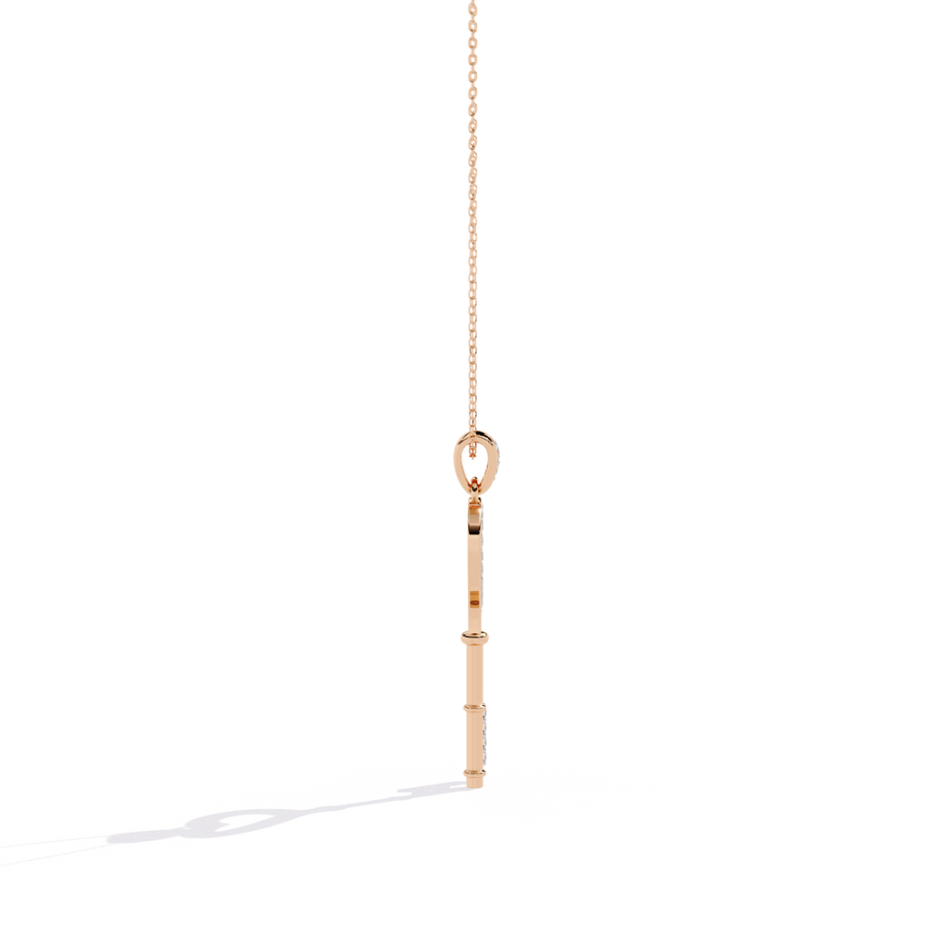 Lab Grown Diamonds Heart Key Pendant in Gold – Round Cut Diamonds