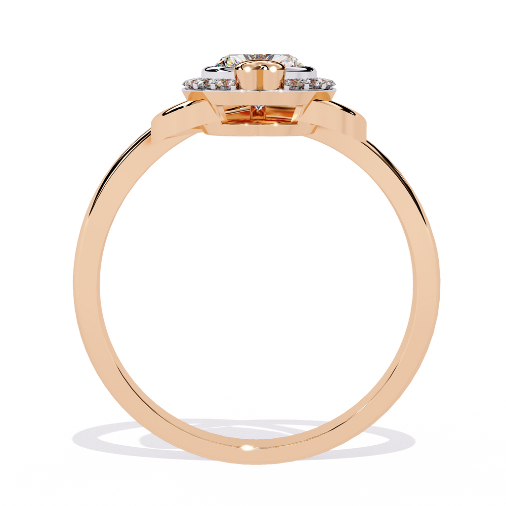 0.50+0.06 Ct HR and round cut lab-grown diamond ring in gold setting

