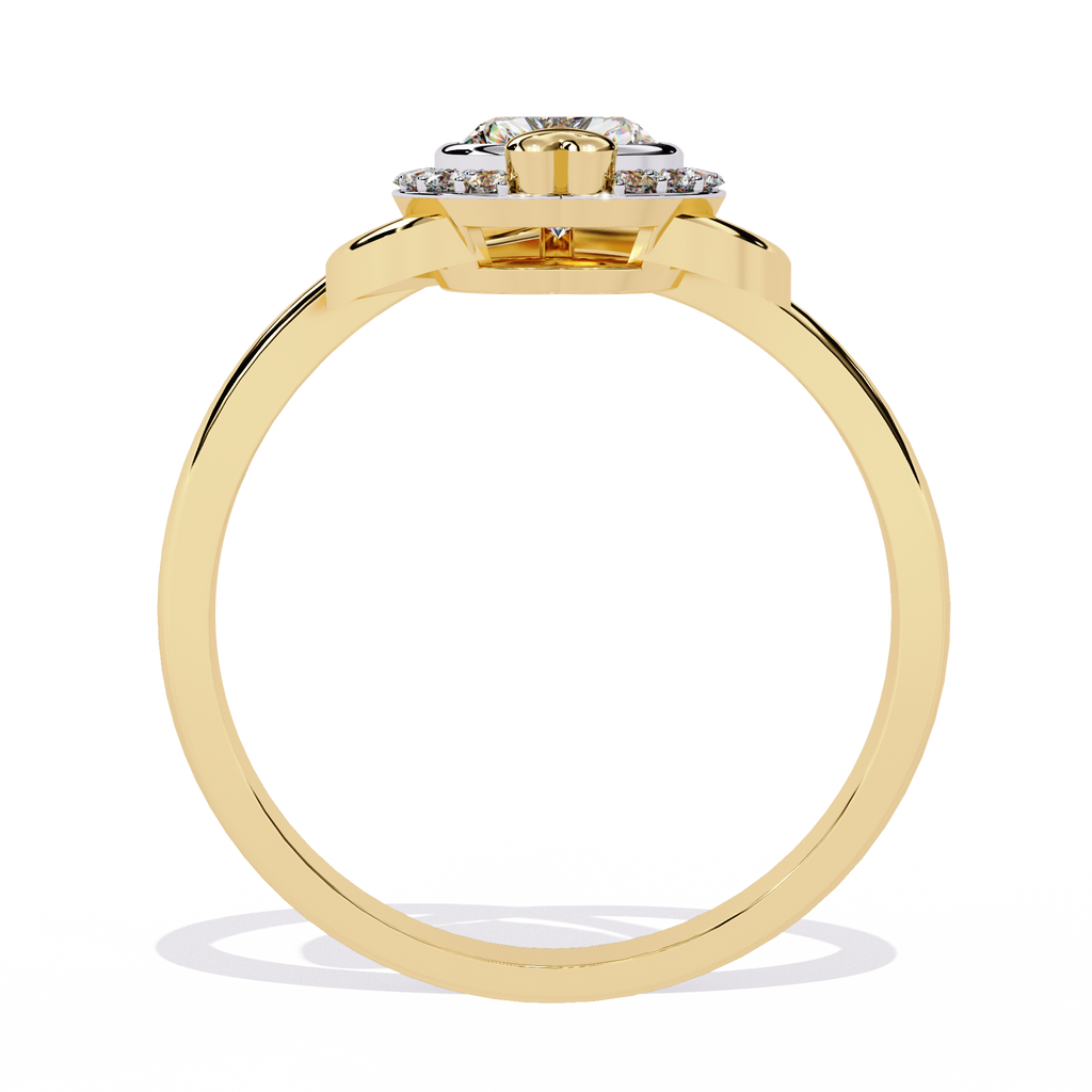 0.50+0.06 Ct HR and round cut lab-grown diamond ring in gold setting

