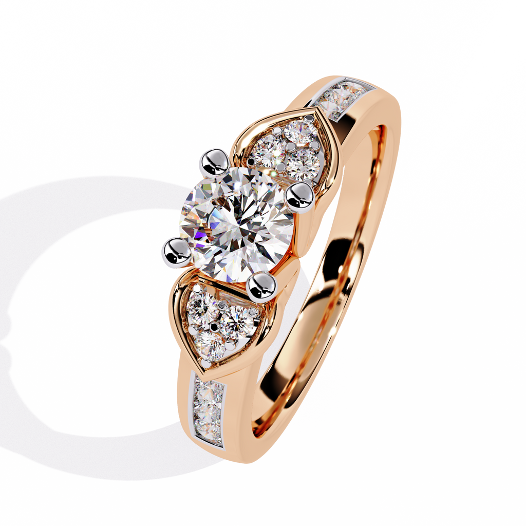 0.47+0.19 Ct round lab-grown diamond ring with dual-diamond setting

