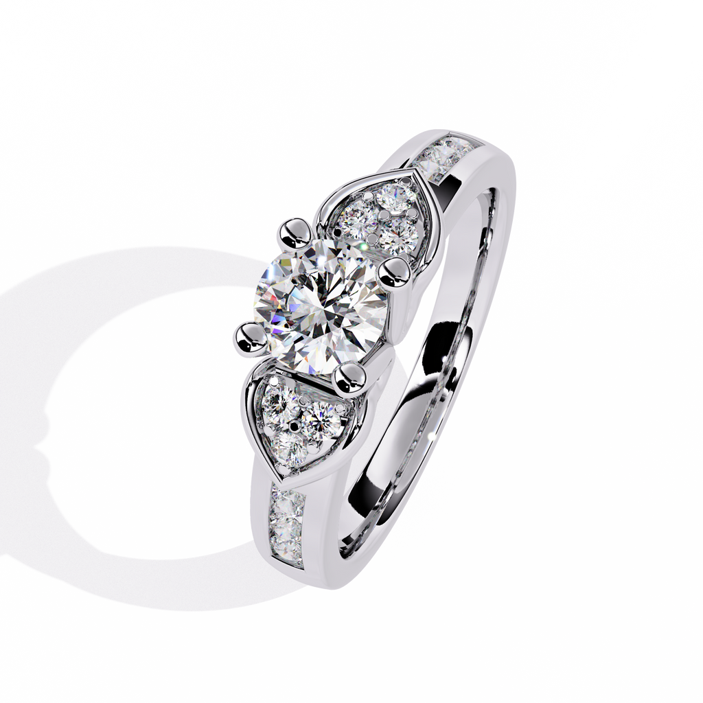 0.47+0.19 Ct round lab-grown diamond ring with dual-diamond setting

