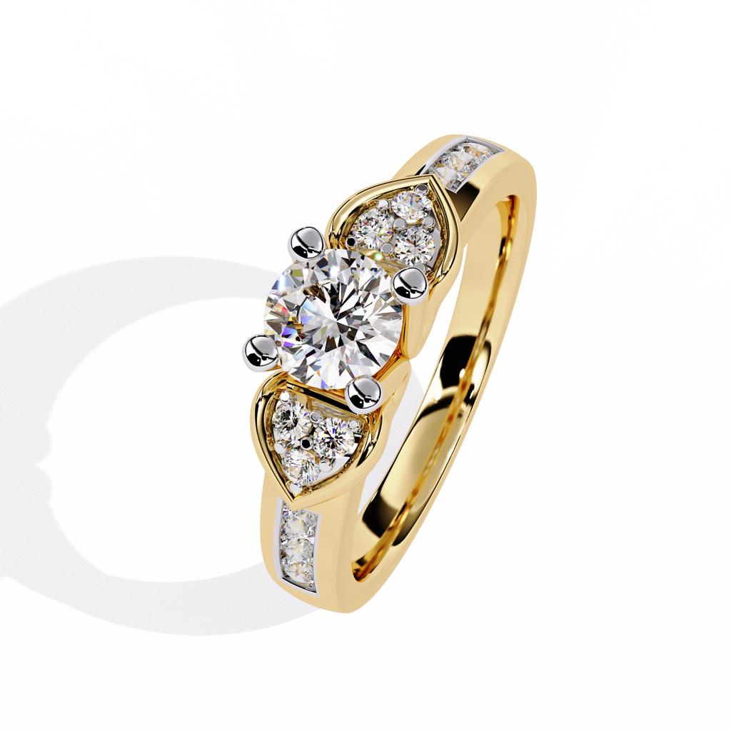 0.47+0.19 Ct round lab-grown diamond ring with dual-diamond setting

