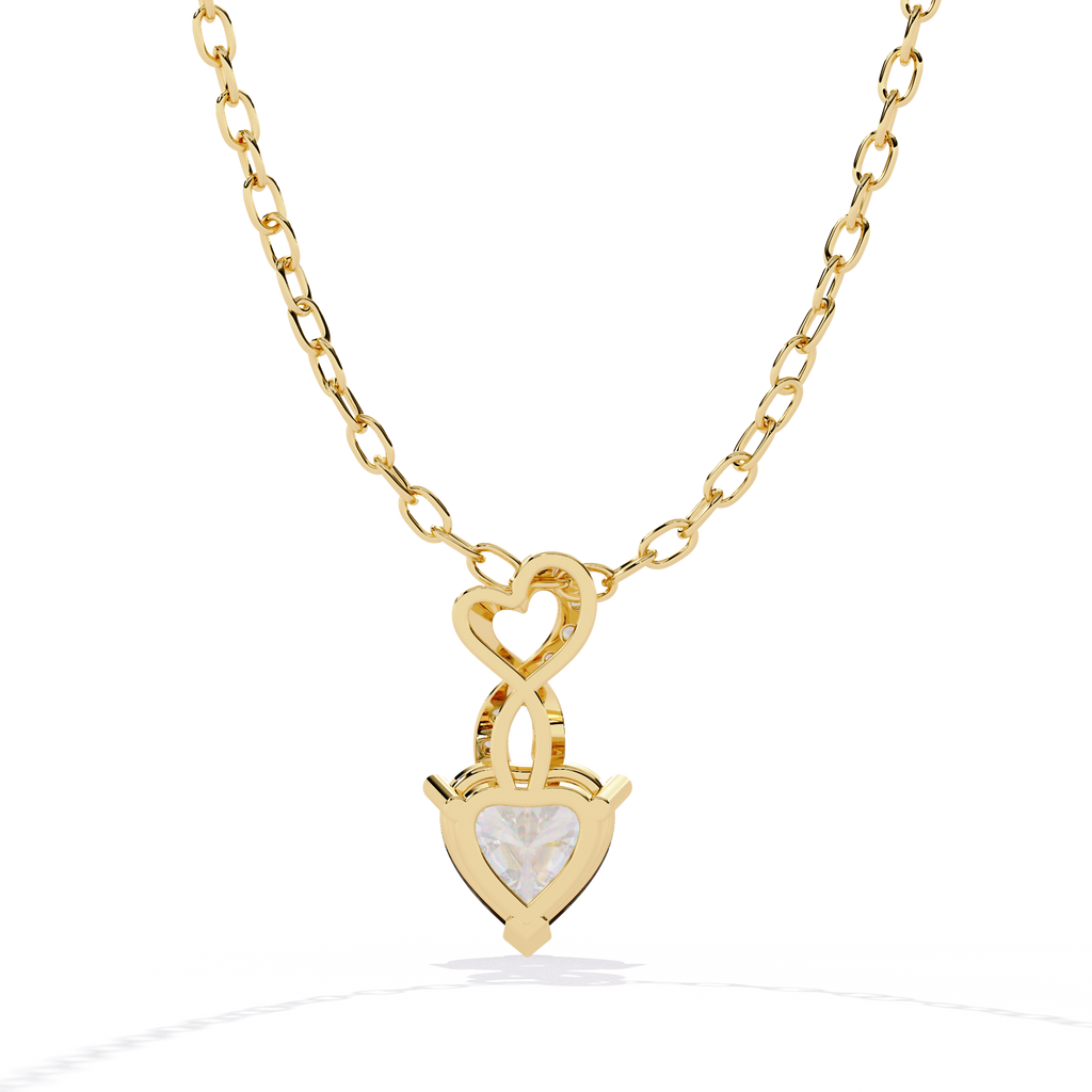 Infinity Heart Solitaire Lab Grown Diamond Pendant in Gold – Heart & Round Cut Diamonds
