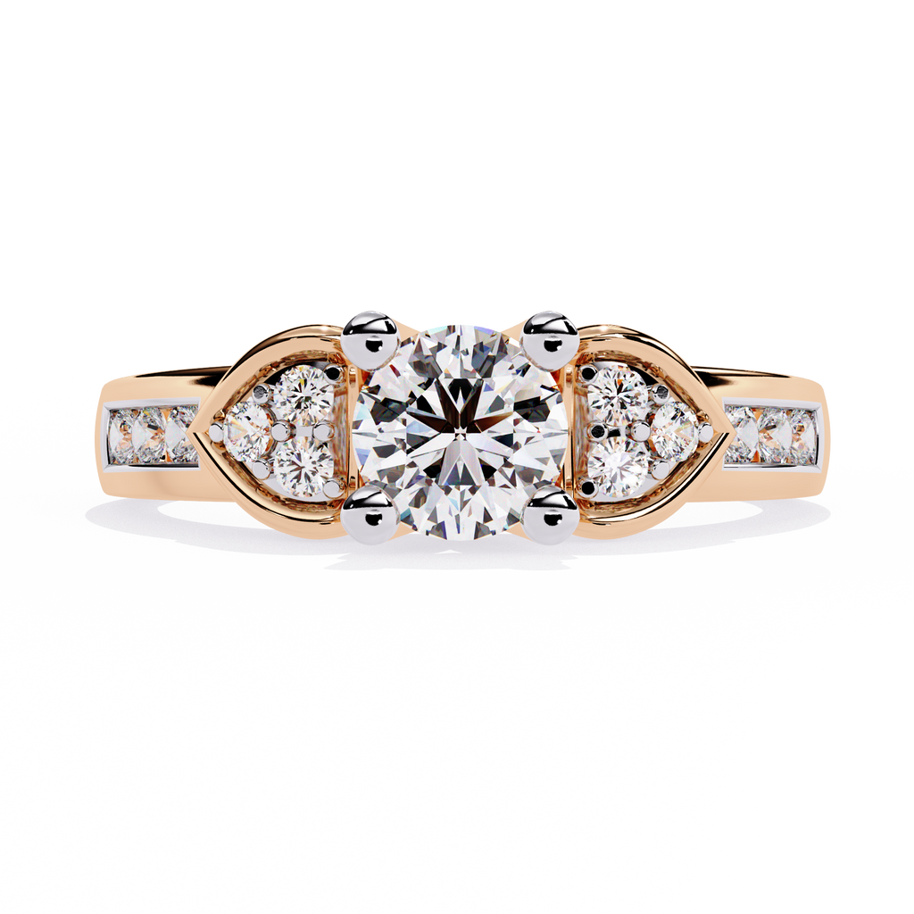 0.47+0.19 Ct round lab-grown diamond ring with dual-diamond setting

