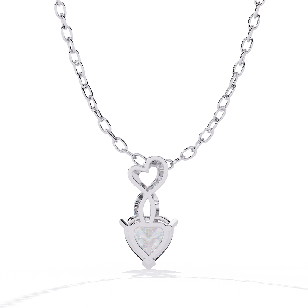 Infinity Heart Solitaire Lab Grown Diamond Pendant in Gold – Heart & Round Cut Diamonds