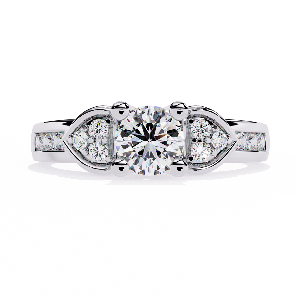 0.47+0.19 Ct round lab-grown diamond ring with dual-diamond setting

