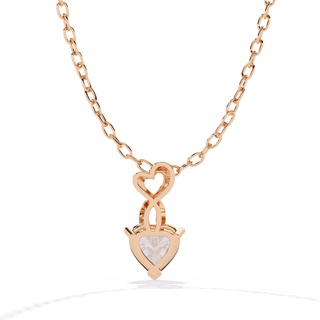 Infinity Heart Solitaire Lab Grown Diamond Pendant in Gold – Heart & Round Cut Diamonds