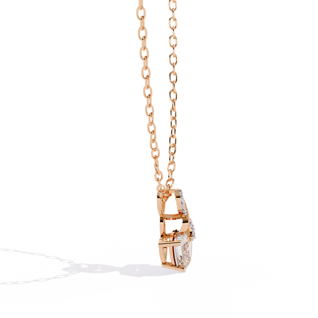 Infinity Heart Solitaire Lab Grown Diamond Pendant in Gold – Heart & Round Cut Diamonds