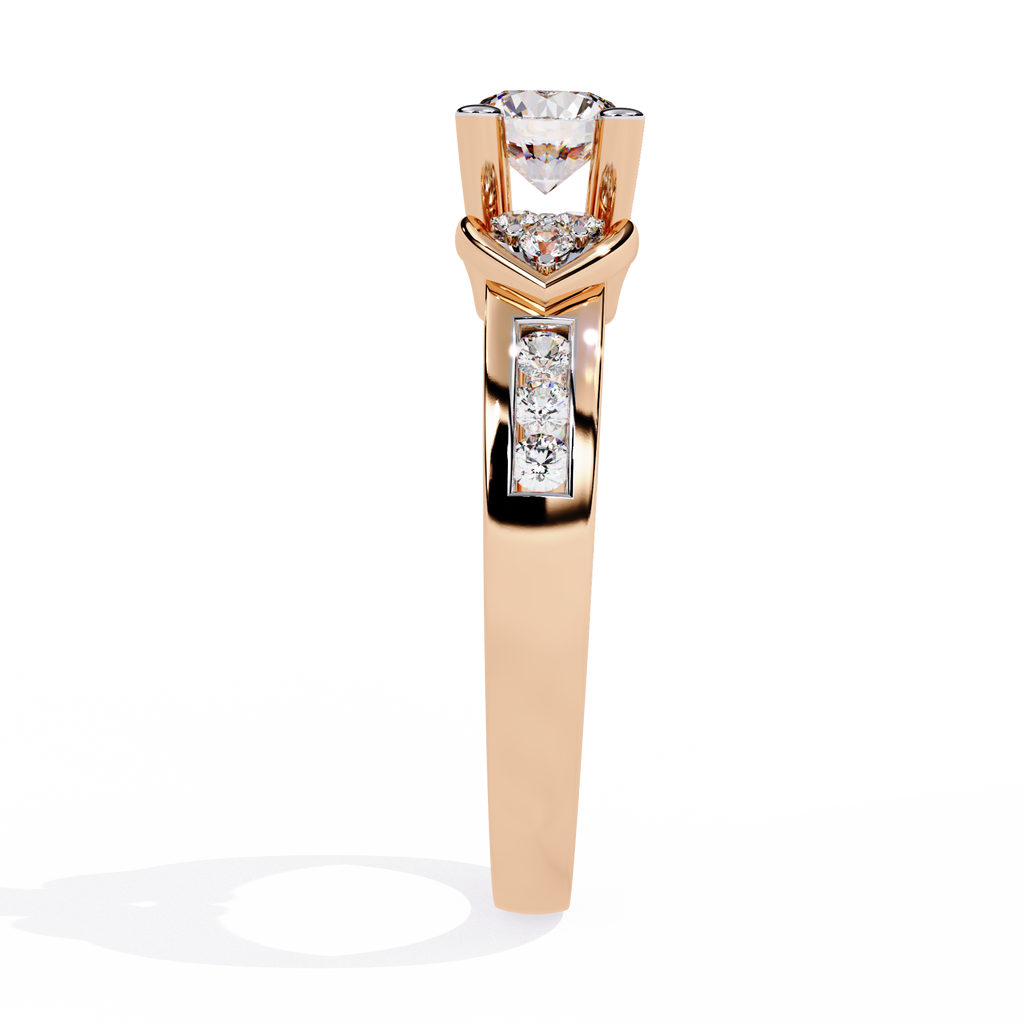 0.47+0.19 Ct round lab-grown diamond ring with dual-diamond setting

