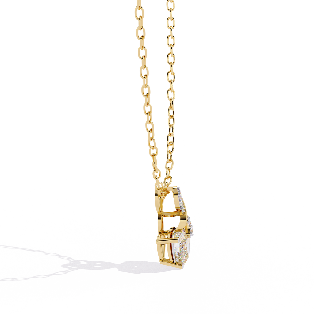 Infinity Heart Solitaire Lab Grown Diamond Pendant in Gold – Heart & Round Cut Diamonds