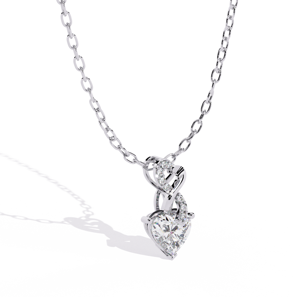 Infinity Heart Solitaire Lab Grown Diamond Pendant in Gold – Heart & Round Cut Diamonds