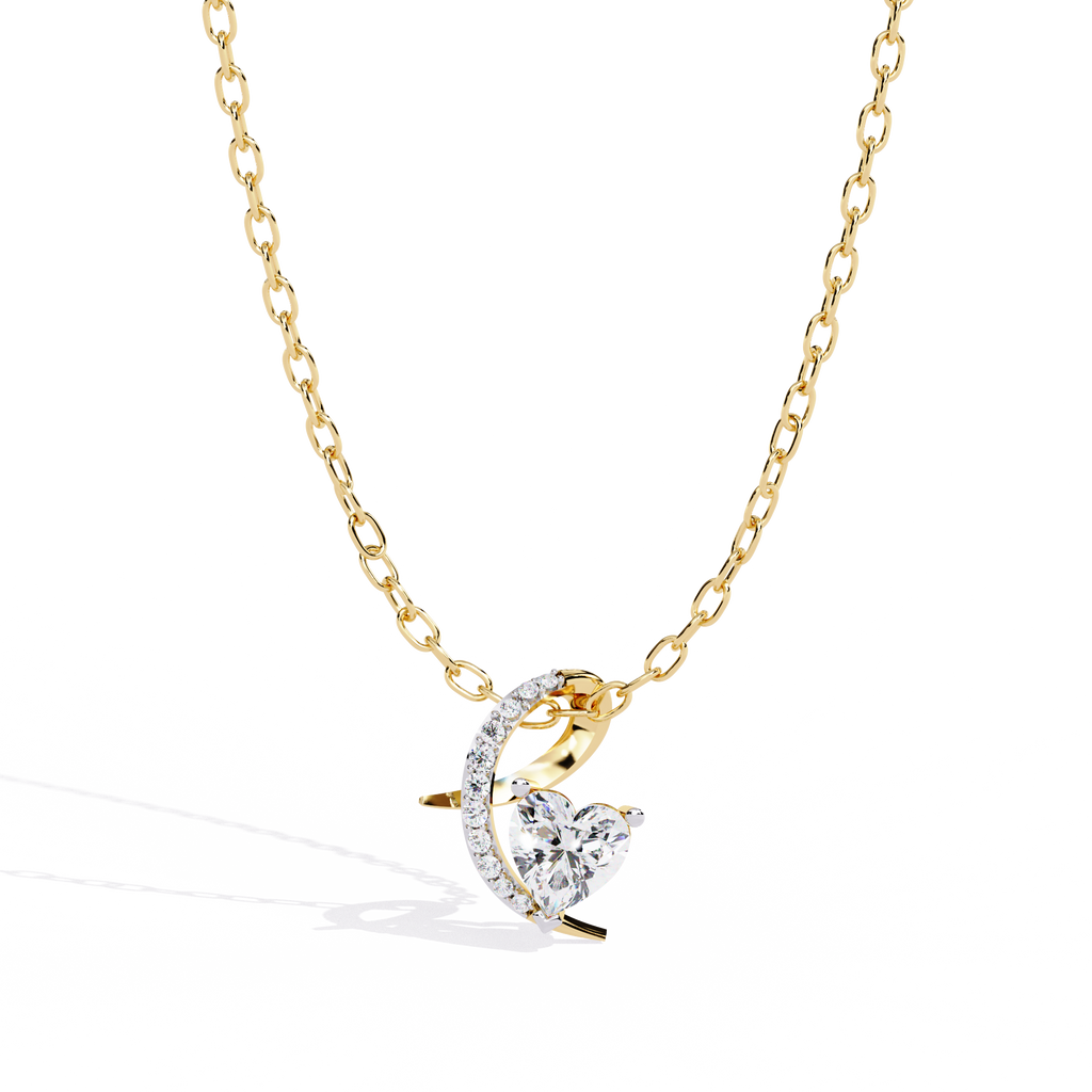 HR + Round Lab Grown Diamond Pendant – Heart & Round Cut Diamonds in Gold
