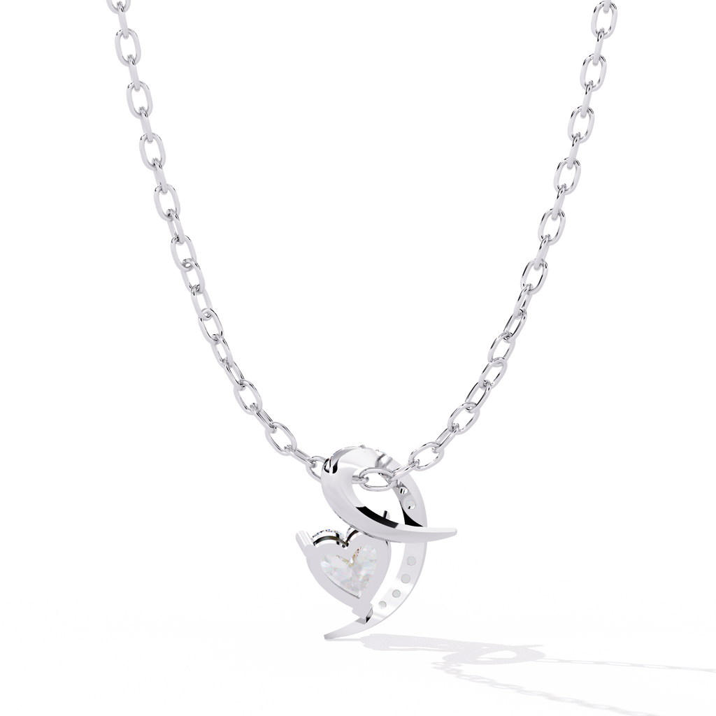 HR + Round Lab Grown Diamond Pendant – Heart & Round Cut Diamonds in Gold