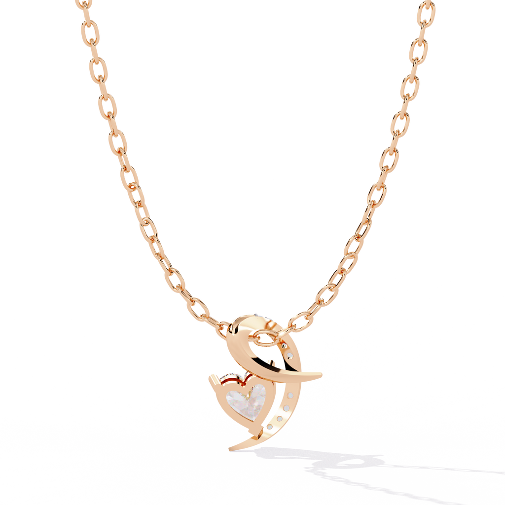 HR + Round Lab Grown Diamond Pendant – Heart & Round Cut Diamonds in Gold