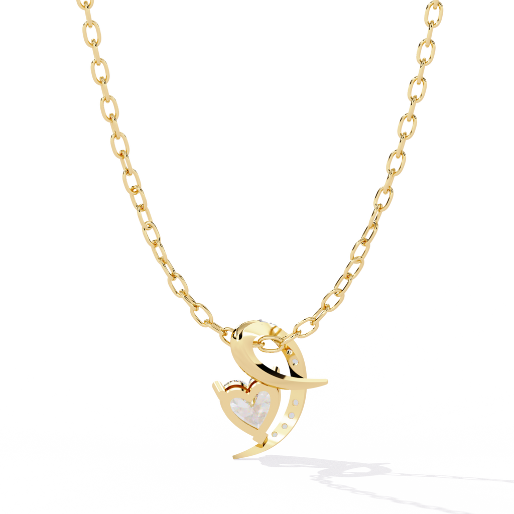 HR + Round Lab Grown Diamond Pendant – Heart & Round Cut Diamonds in Gold