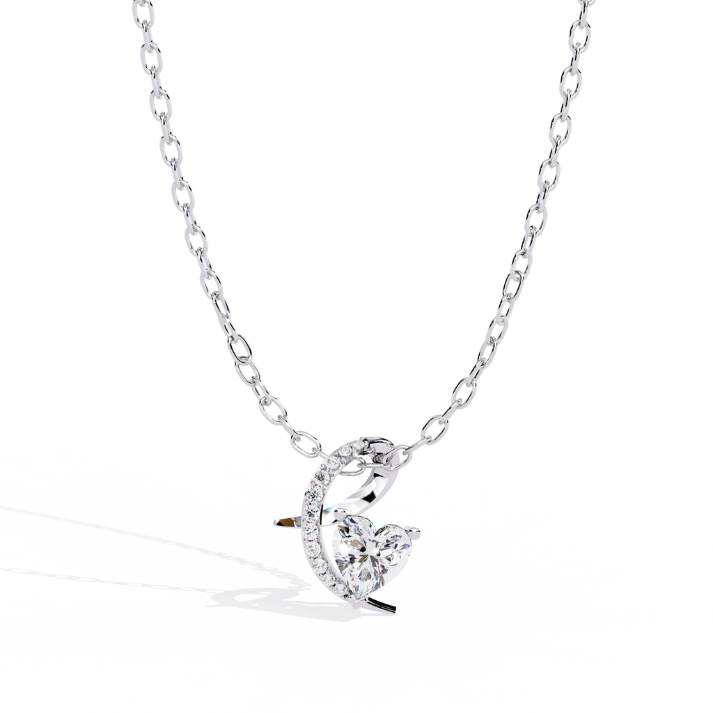 HR + Round Lab Grown Diamond Pendant – Heart & Round Cut Diamonds in Gold
