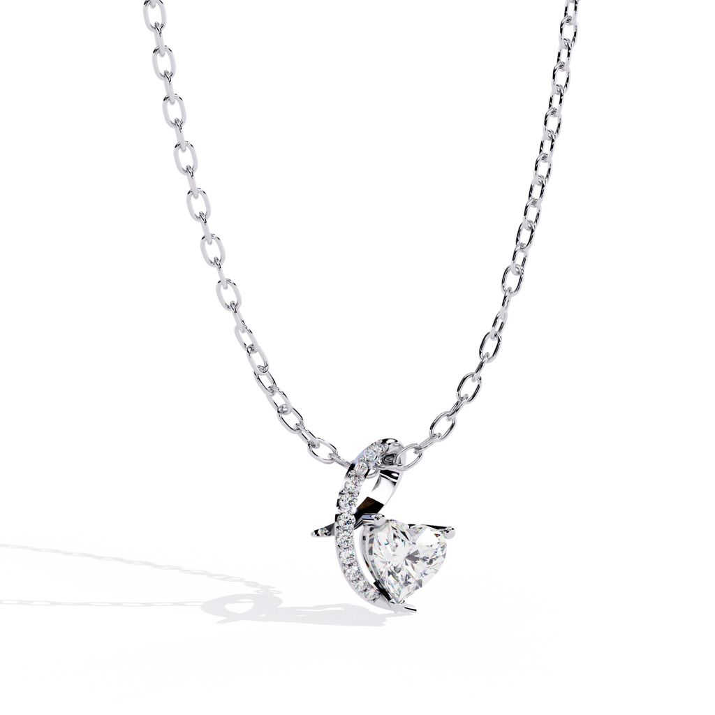 HR + Round Lab Grown Diamond Pendant – Heart & Round Cut Diamonds in Gold