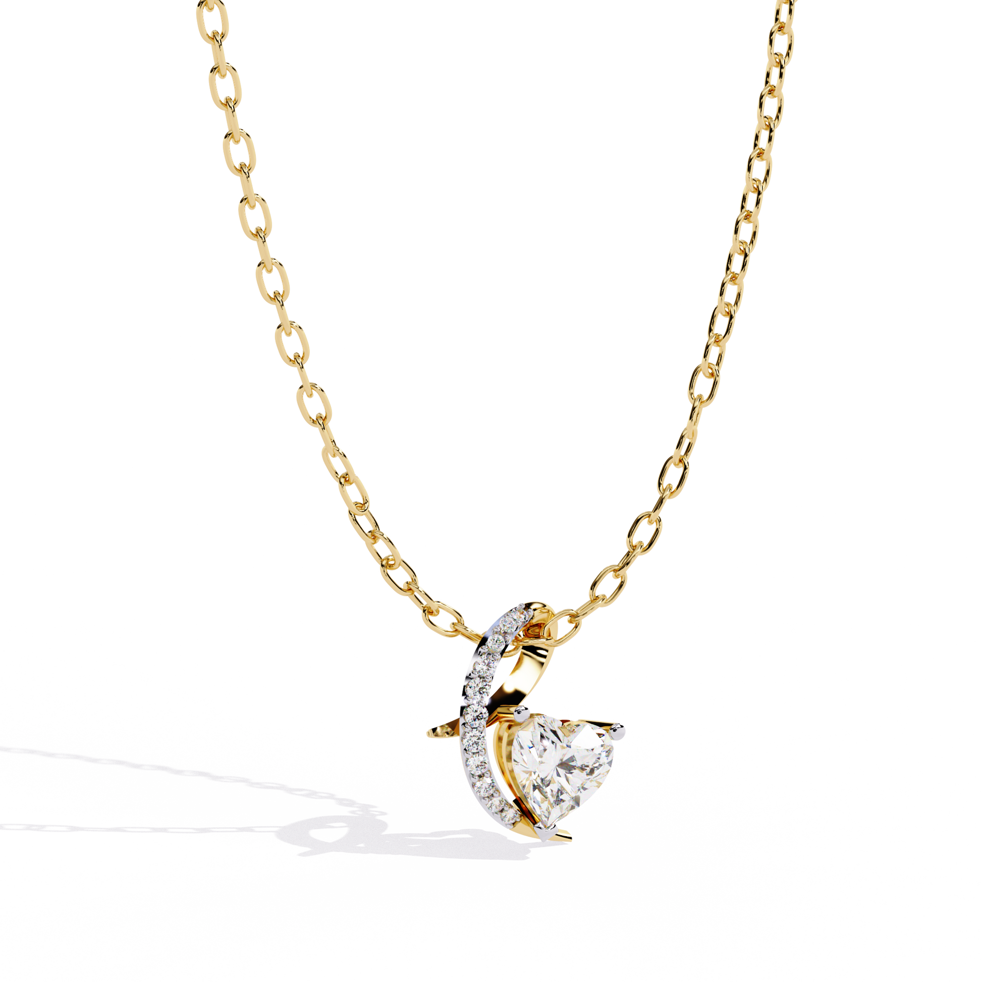 HR + Round Lab Grown Diamond Pendant – Heart & Round Cut Diamonds in Gold
