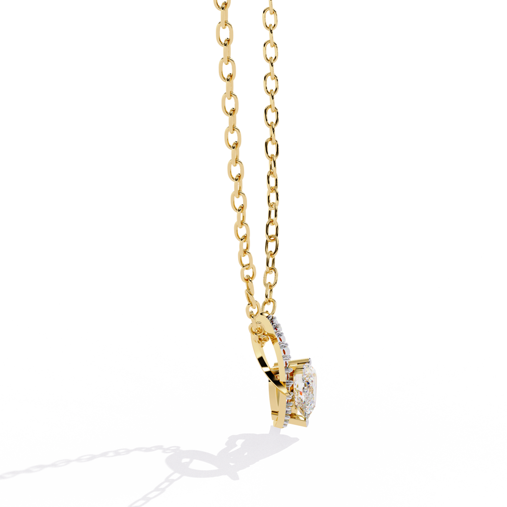 HR + Round Lab Grown Diamond Pendant – Heart & Round Cut Diamonds in Gold
