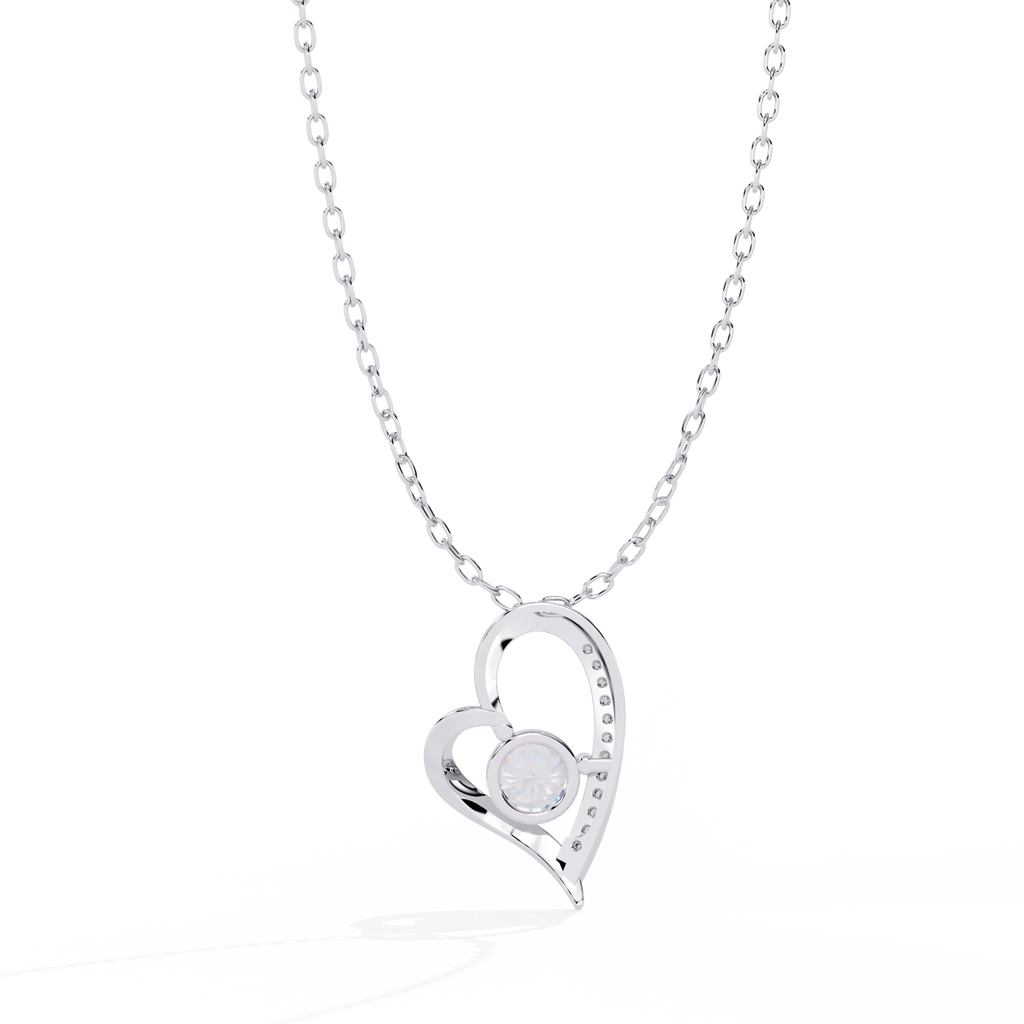 Lab Grown Diamond Solitaire Open Heart Gold Pendant – Round Cut Diamonds
