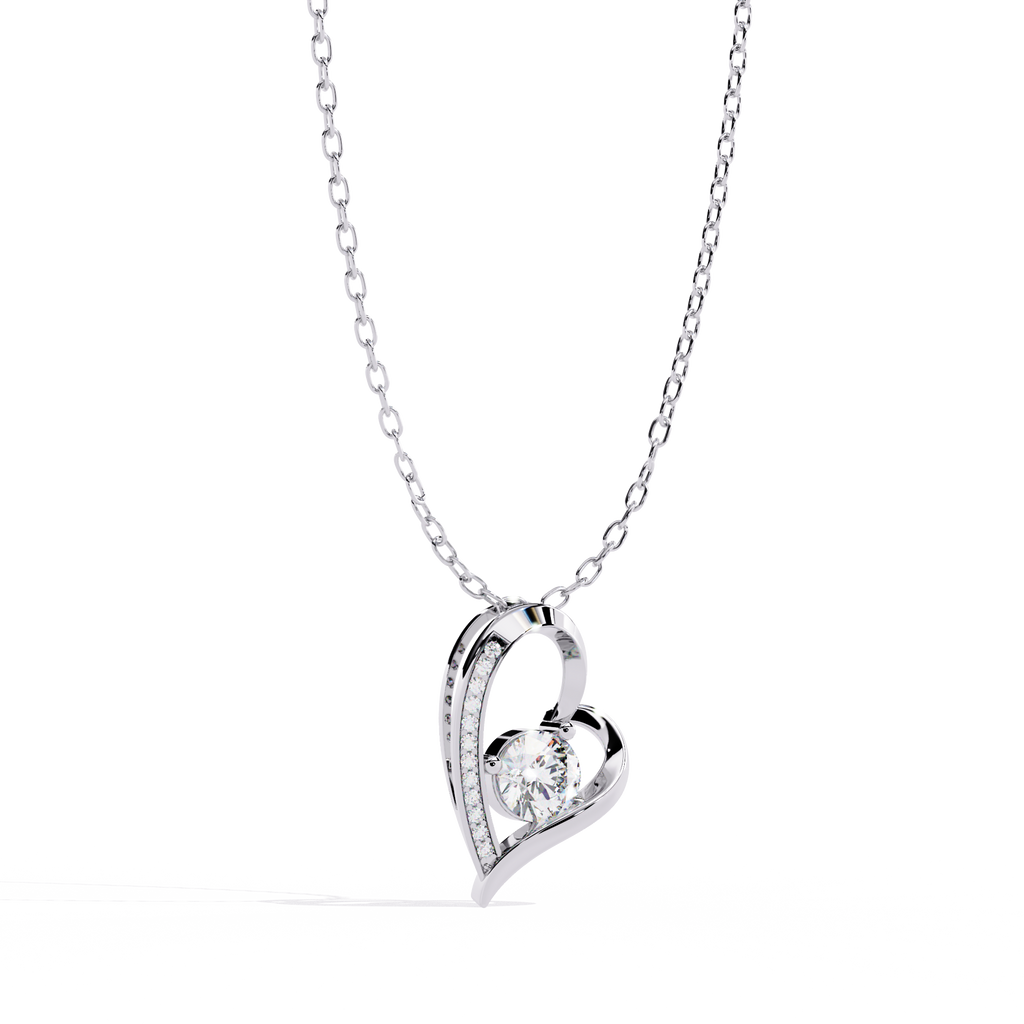 Lab Grown Diamond Solitaire Open Heart Gold Pendant – Round Cut Diamonds