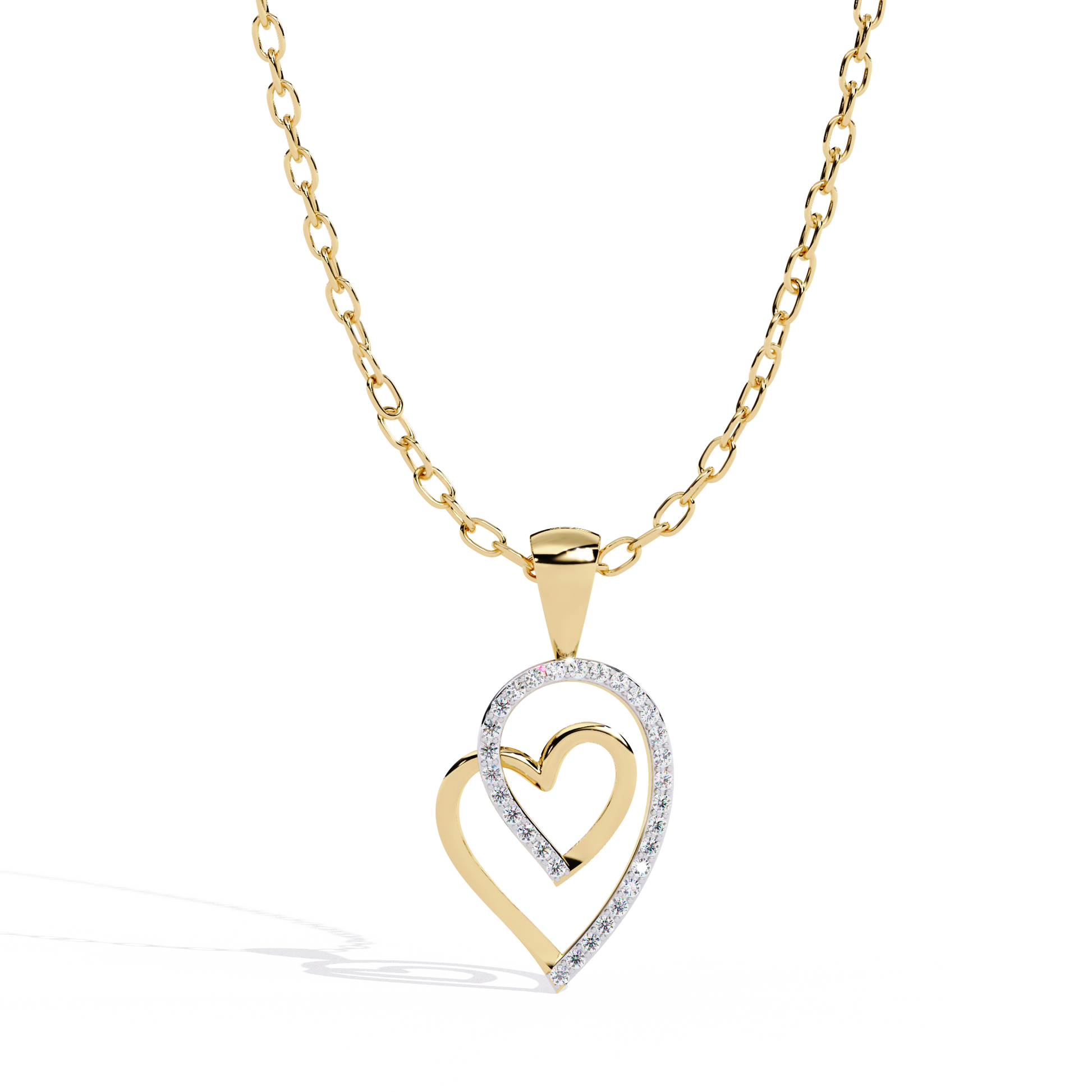 Intertwined Lab Grown Diamonds Heart Pendant – Round Cut Diamonds in Gold