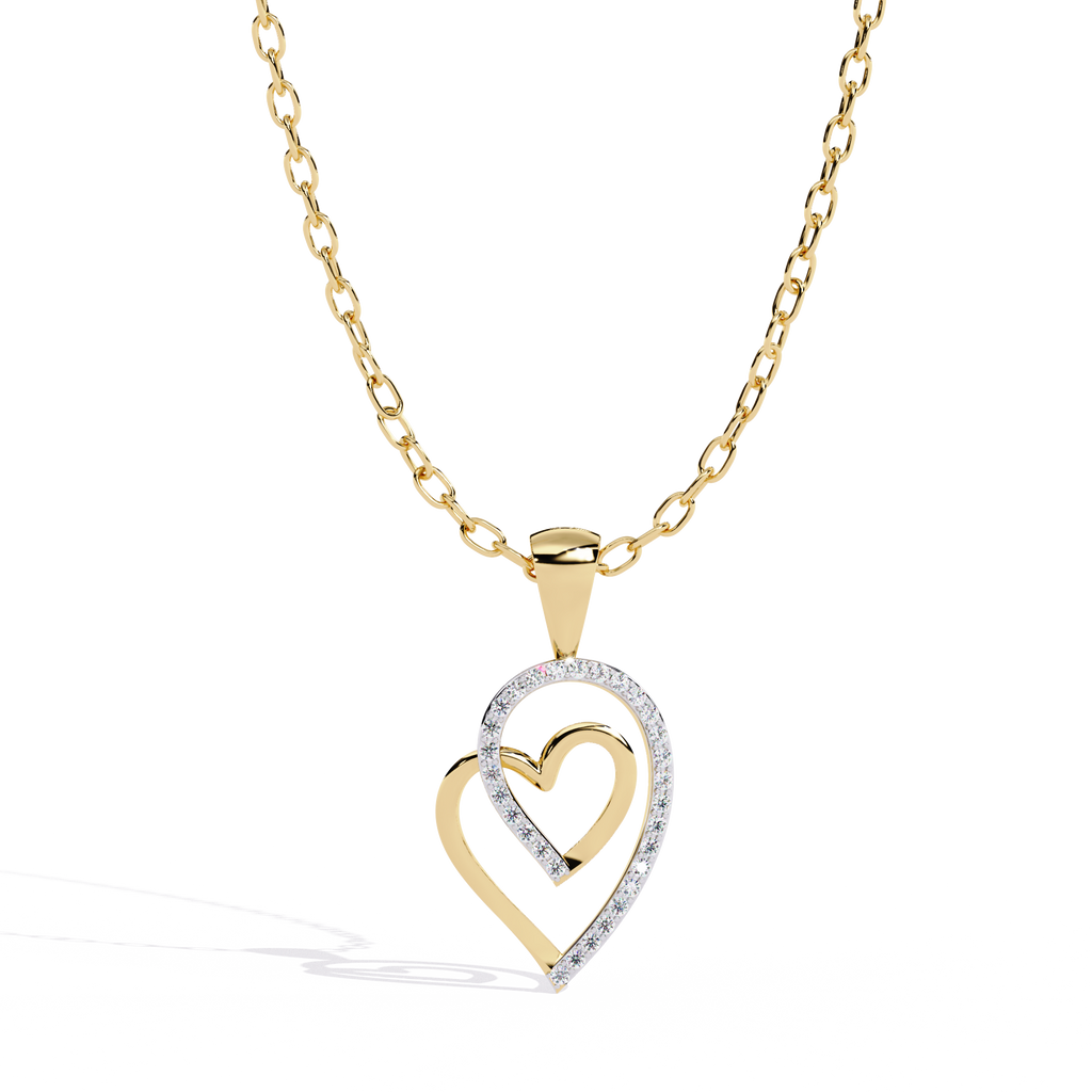 Intertwined Lab Grown Diamonds Heart Pendant – Round Cut Diamonds in Gold