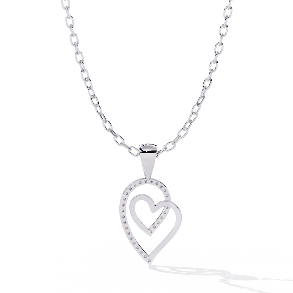 Intertwined Lab Grown Diamonds Heart Pendant – Round Cut Diamonds in Gold