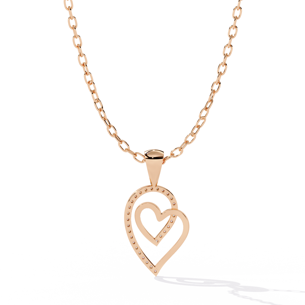 Intertwined Lab Grown Diamonds Heart Pendant – Round Cut Diamonds in Gold