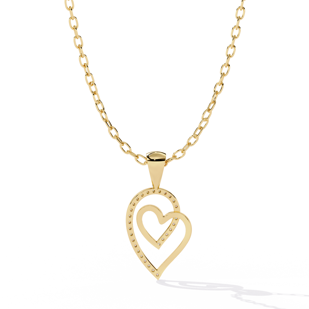 Intertwined Lab Grown Diamonds Heart Pendant – Round Cut Diamonds in Gold