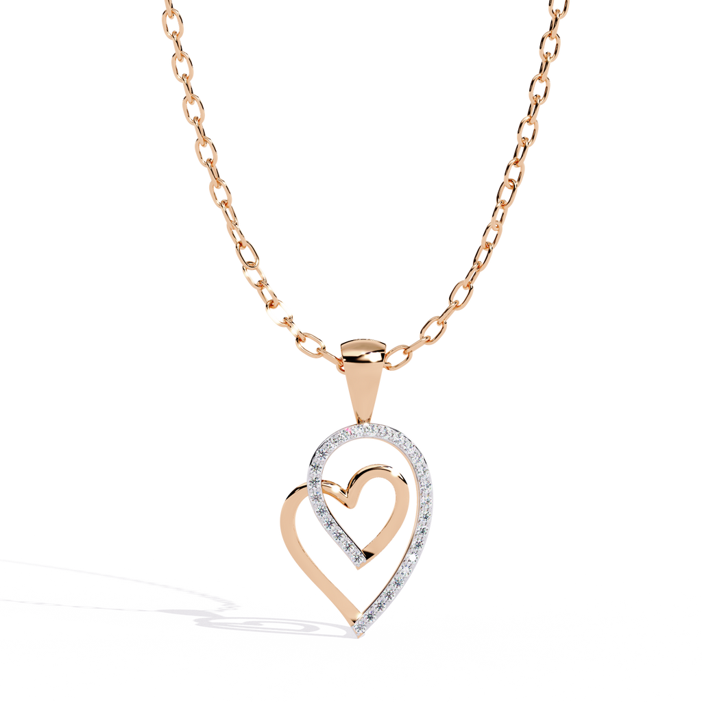 Intertwined Lab Grown Diamonds Heart Pendant – Round Cut Diamonds in Gold