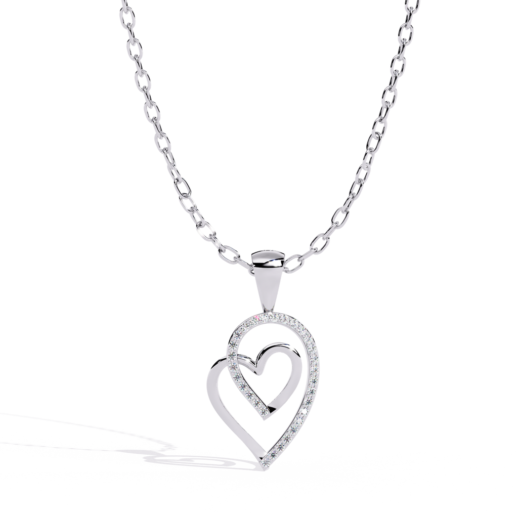 Intertwined Lab Grown Diamonds Heart Pendant – Round Cut Diamonds in Gold