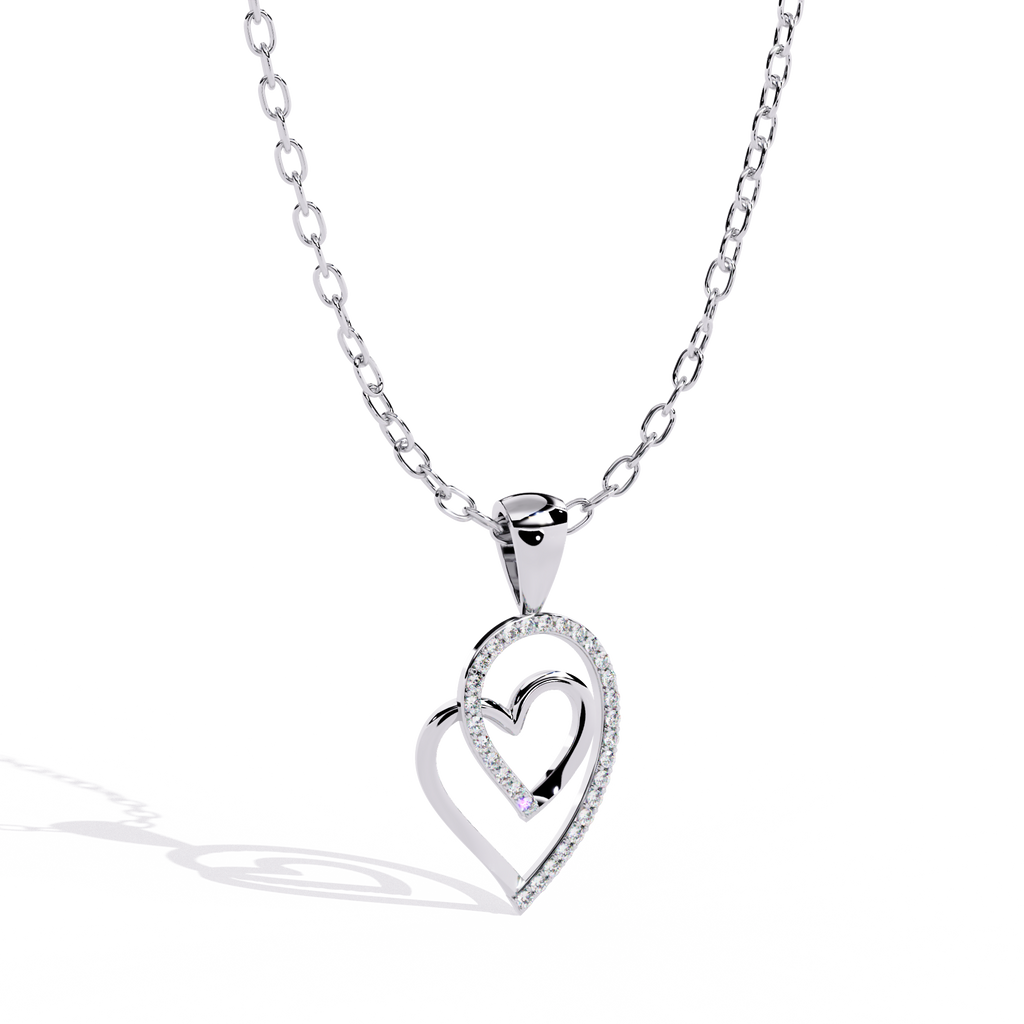 Intertwined Lab Grown Diamonds Heart Pendant – Round Cut Diamonds in Gold