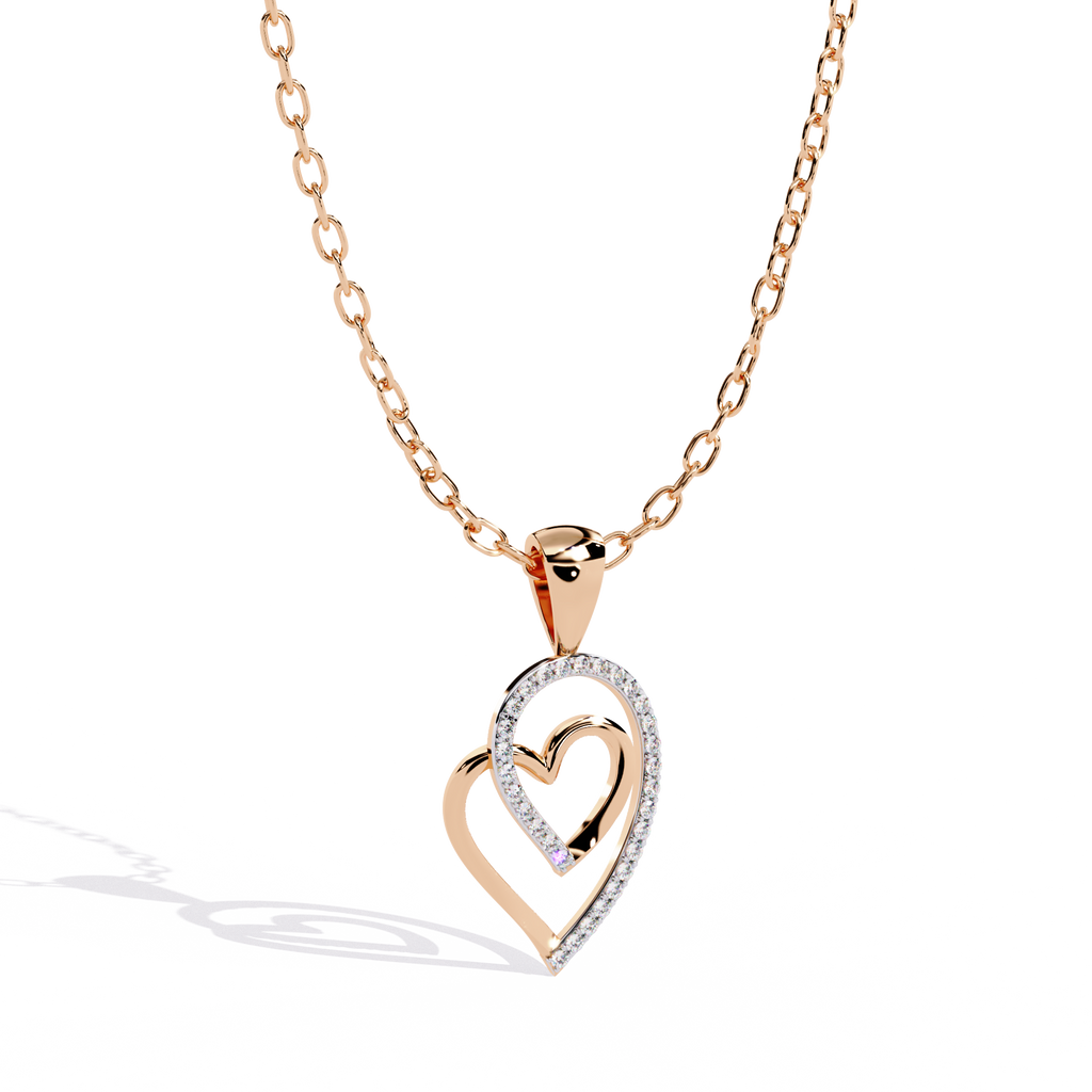 Intertwined Lab Grown Diamonds Heart Pendant – Round Cut Diamonds in Gold