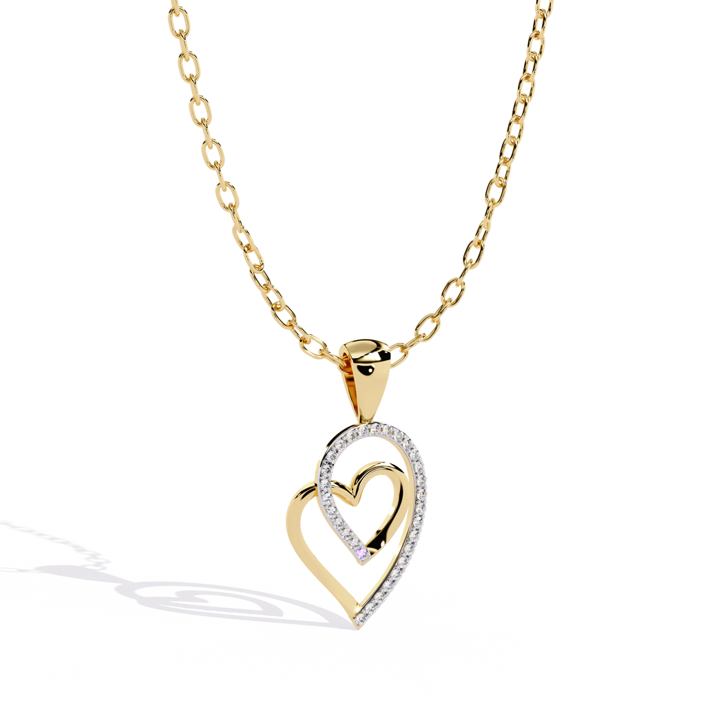 Intertwined Lab Grown Diamonds Heart Pendant – Round Cut Diamonds in Gold