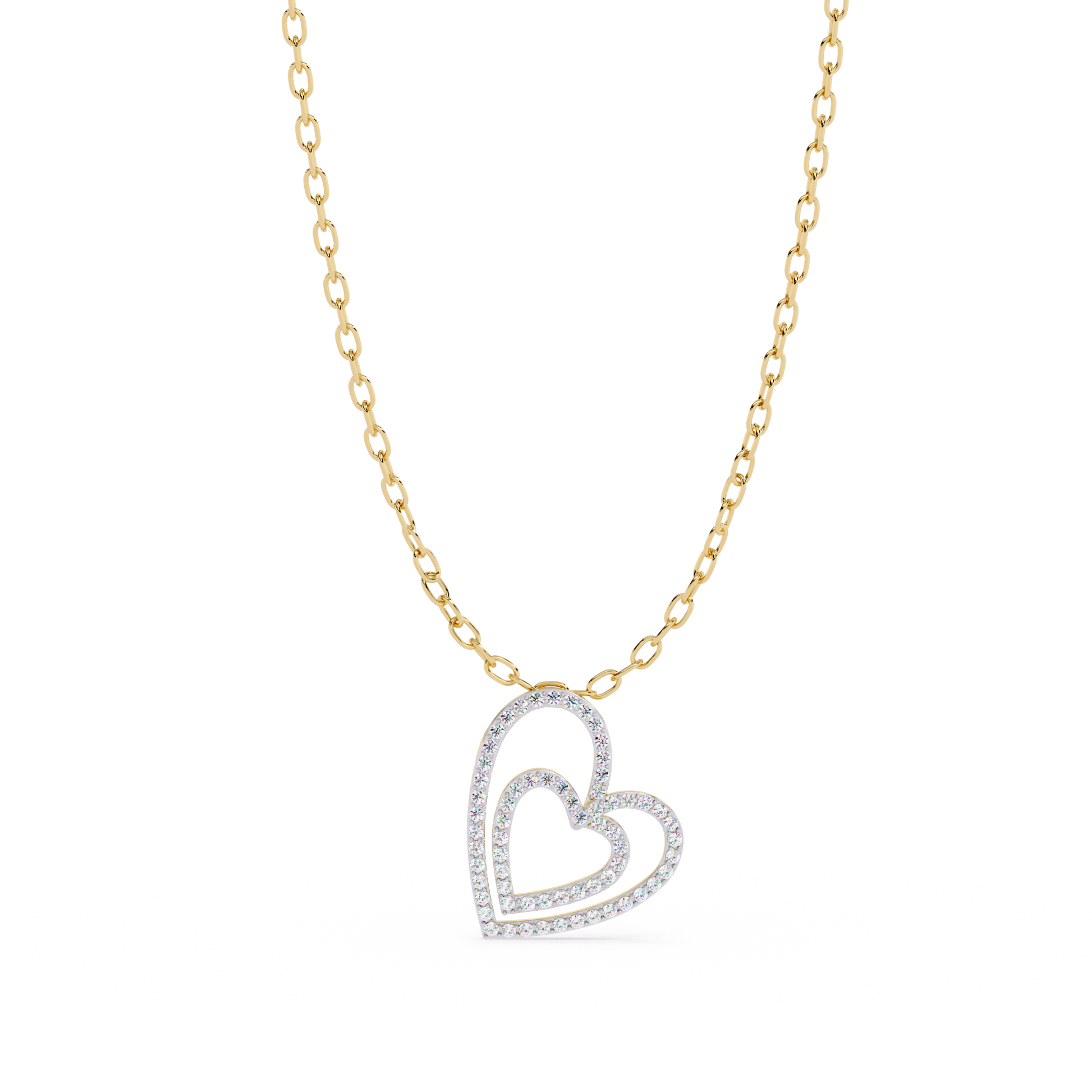 Elegant Open Double Heart Lab Grown Diamond Pendant